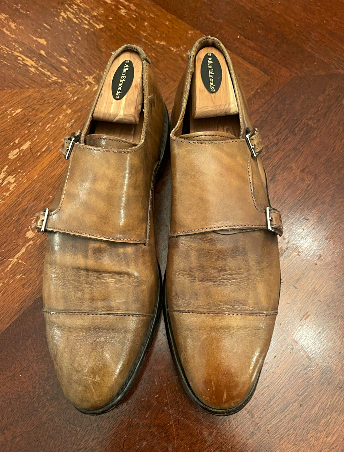 Allen Edmonds “Mora 2.0” Bourbon Double Monk Strap Round Toe Dress Shoes 9.5 D