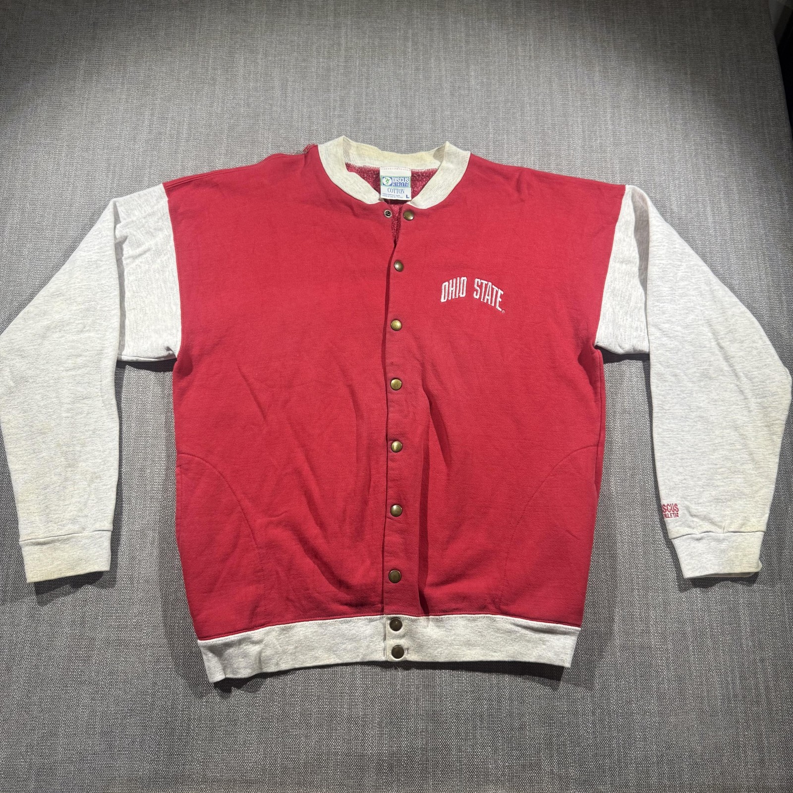 Vintage Ohio State Buckeyes Jacket Mens Large Varsity Bomber Discus Athletic