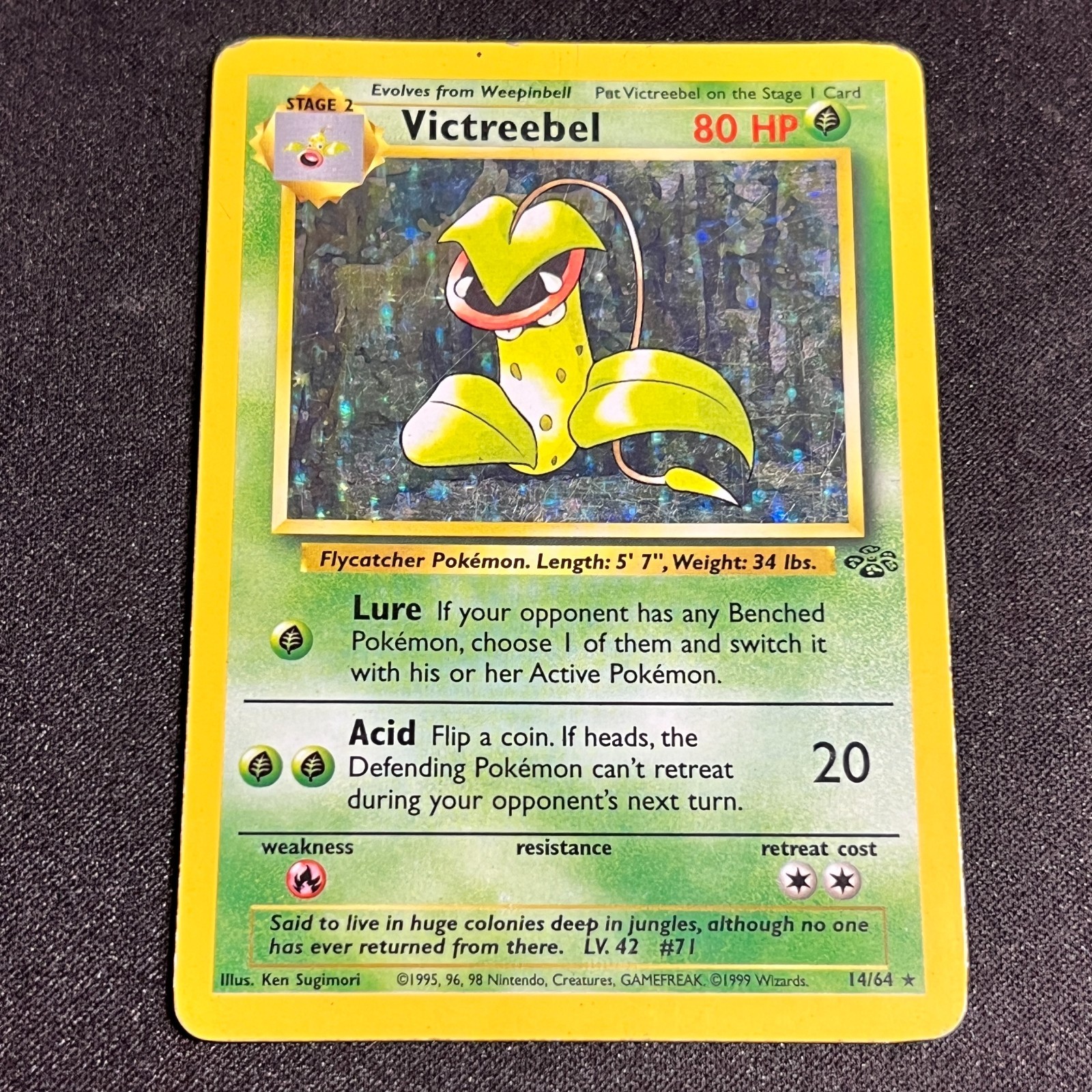 Pokemon TCG Victreebel Jungle 14/64 Holo Rare Unlimited English 1999 HP