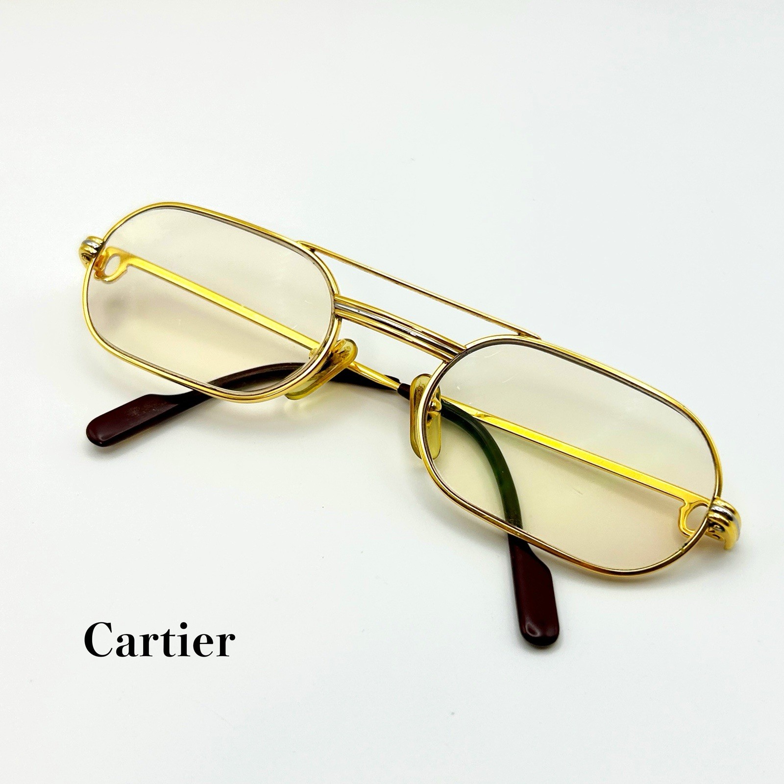 Please Offer Vintage Cartier Paris Gold Double Bridge Eyeglasses 130 France