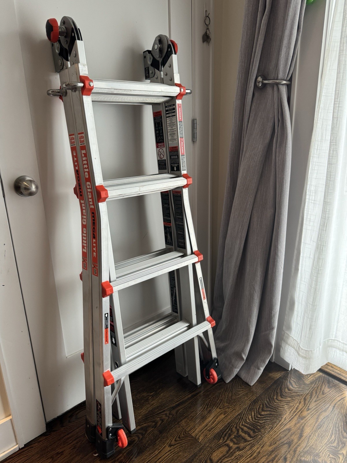 Little Giant MegaLite 18 ft  Multi-Position Aluminum Folding Ladder with Wheels