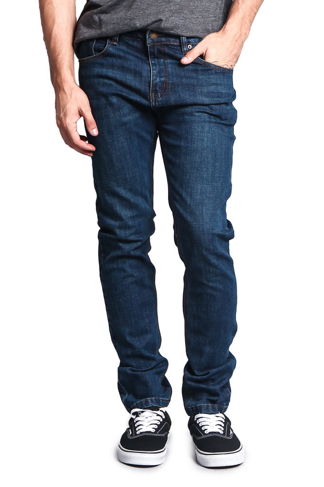 Victorious Men\'s Premium Washed Denim Pants Skinny Fit Stretch Jeans - DL1004