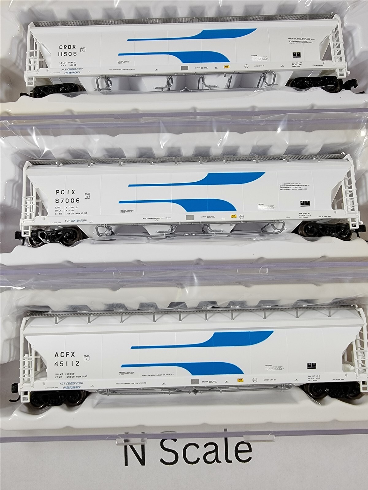 Atlas N Scale ACF Pressureaide Runner Set (3) CRDX PCIX ACFX, Diff #\'s Atlas N Scale ACF Pressureaide Runner Set (3) CRDX PCIX ACFX, Diff #\'s