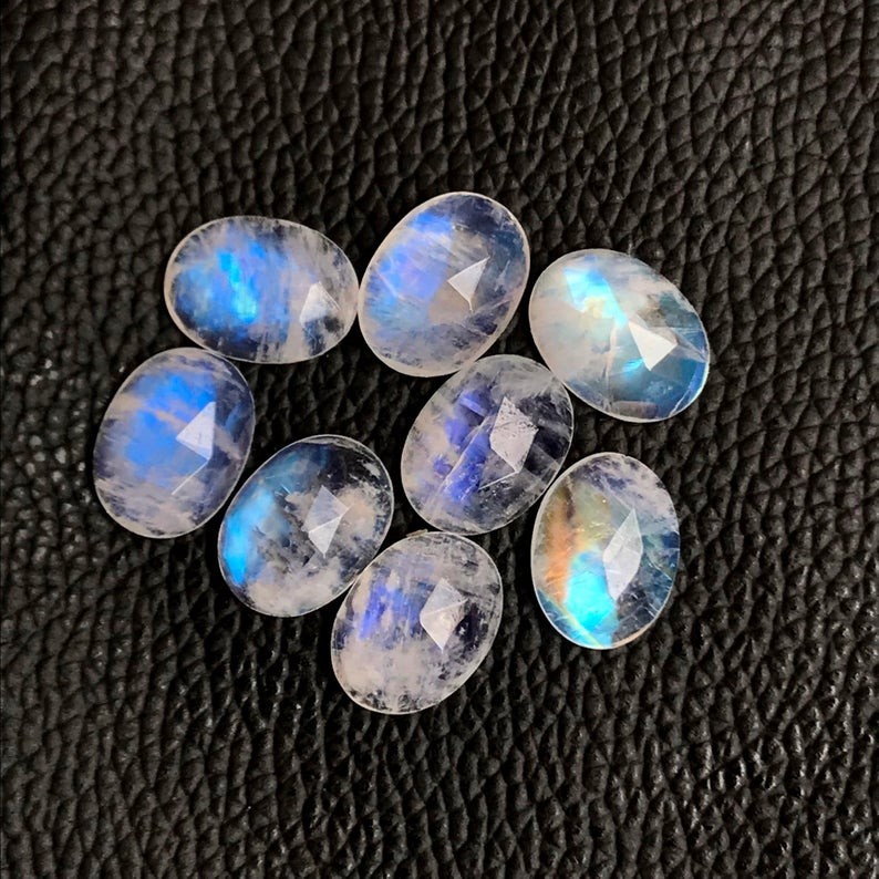 8x10mm Rainbow Moonstone Natural Oval Rose Cut Loose Gemstone 8x10mm Rainbow Moonstone Natural Oval Rose Cut Loose Gemstone