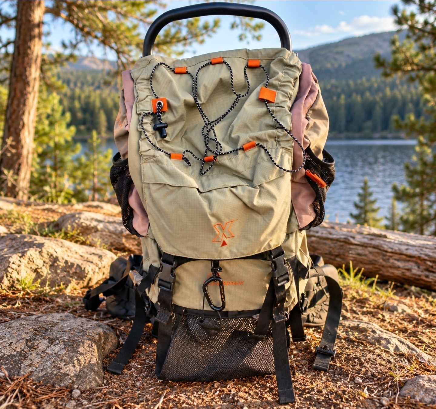 Coleman Olive Green Exponent External Frame Hiking Backpack Camping Trail Pack