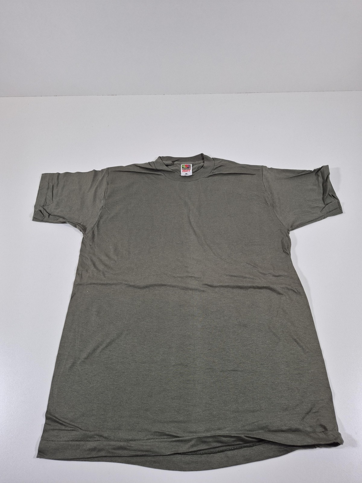 VTG Fruit Of The Loom Shirt Men\'s L Green Single Stitch Blank Cotton Tee USA 90s