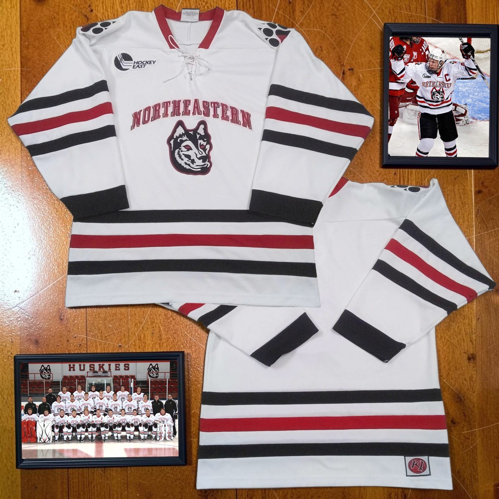 RARE 2010-11 Northeastern University Huskies NCAA Hockey East Jersey by K1 Sz M