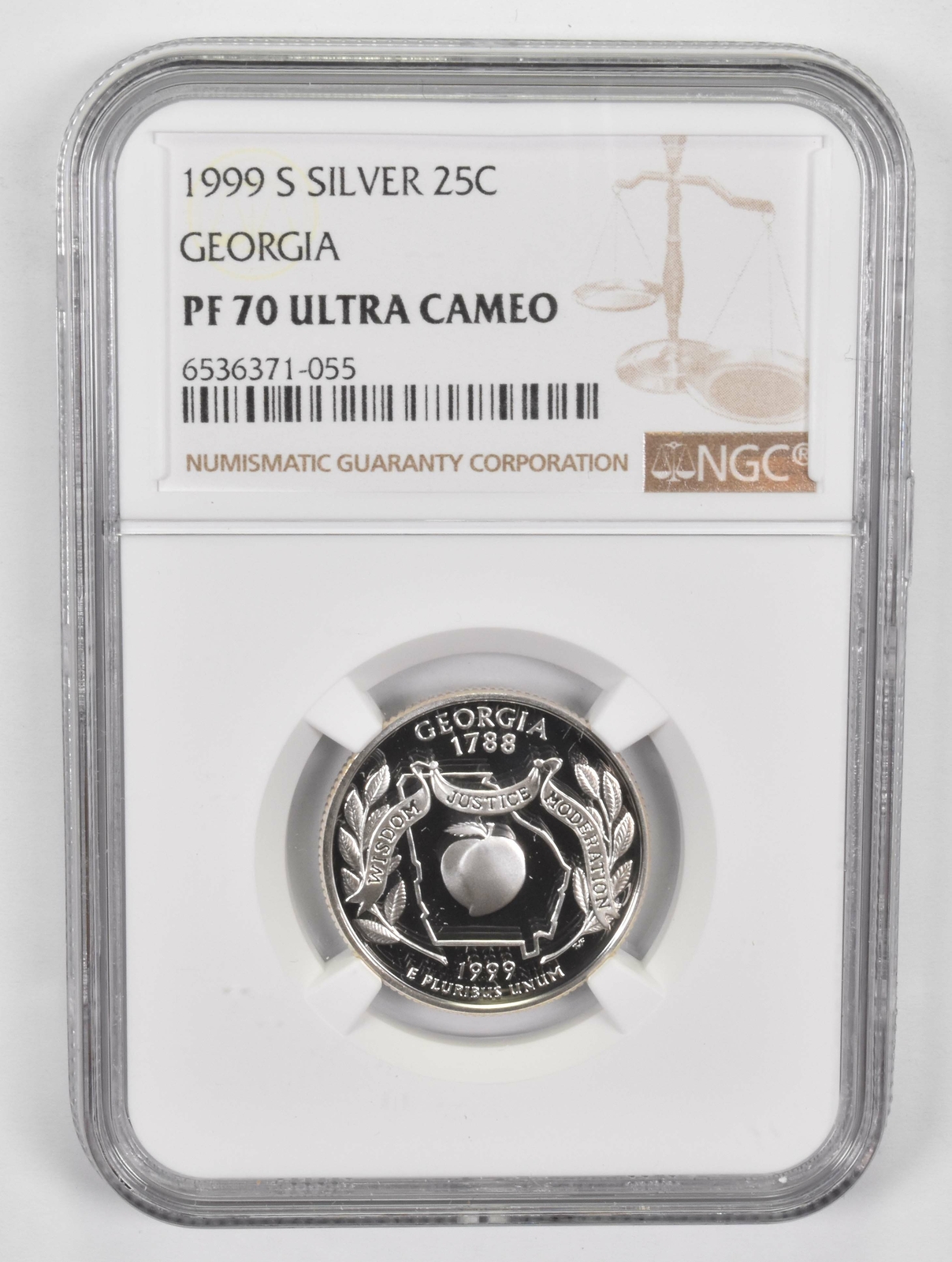 1999-S PF70 UCAM Silver Georgia Quarter NGC Brown Lbl