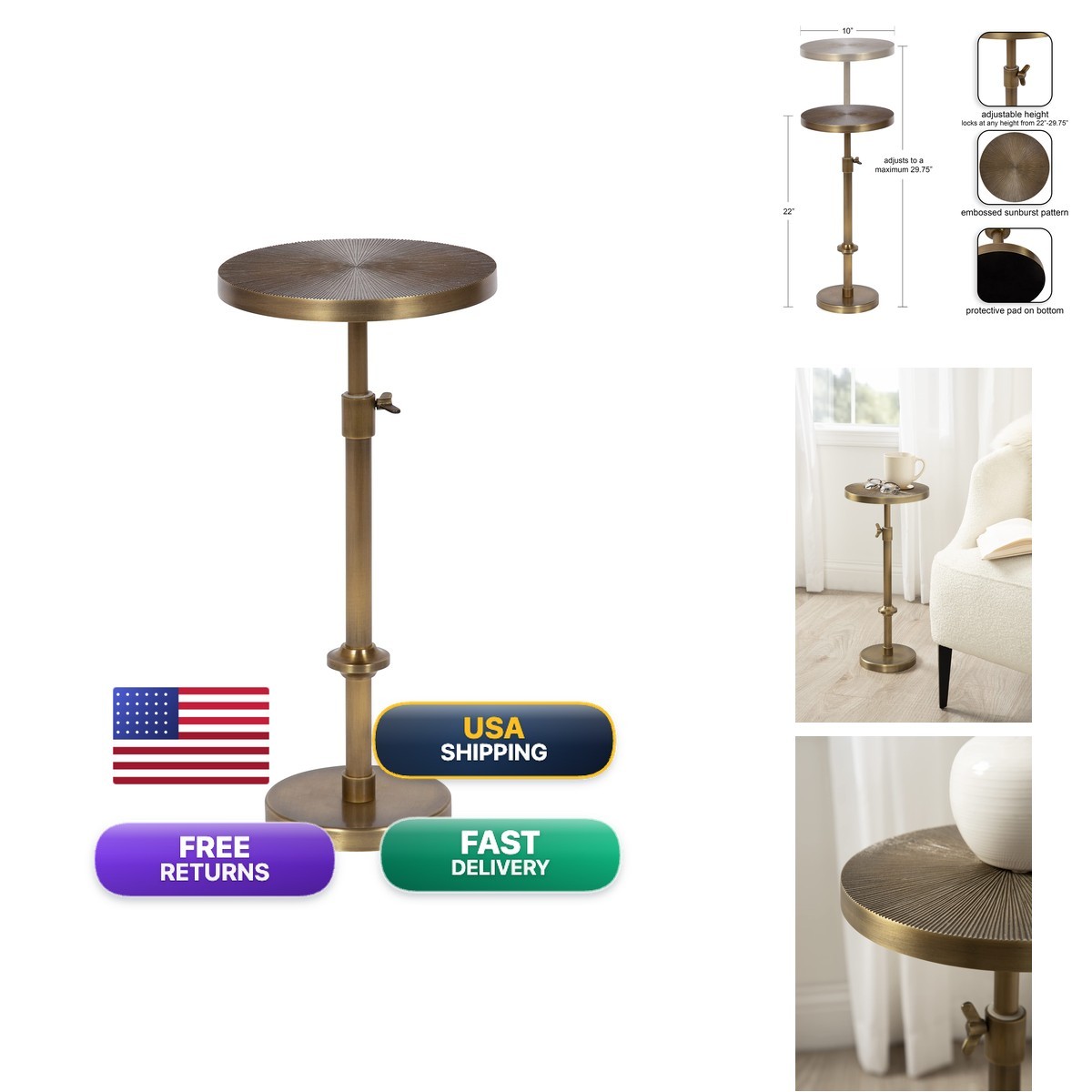 Kate And Laurel Engles Traditional Adjustable-Height Pedestal Drink Table 10 X Kate And Laurel Engles Traditional Adjustable-Height Pedestal Drink Table 10 X
