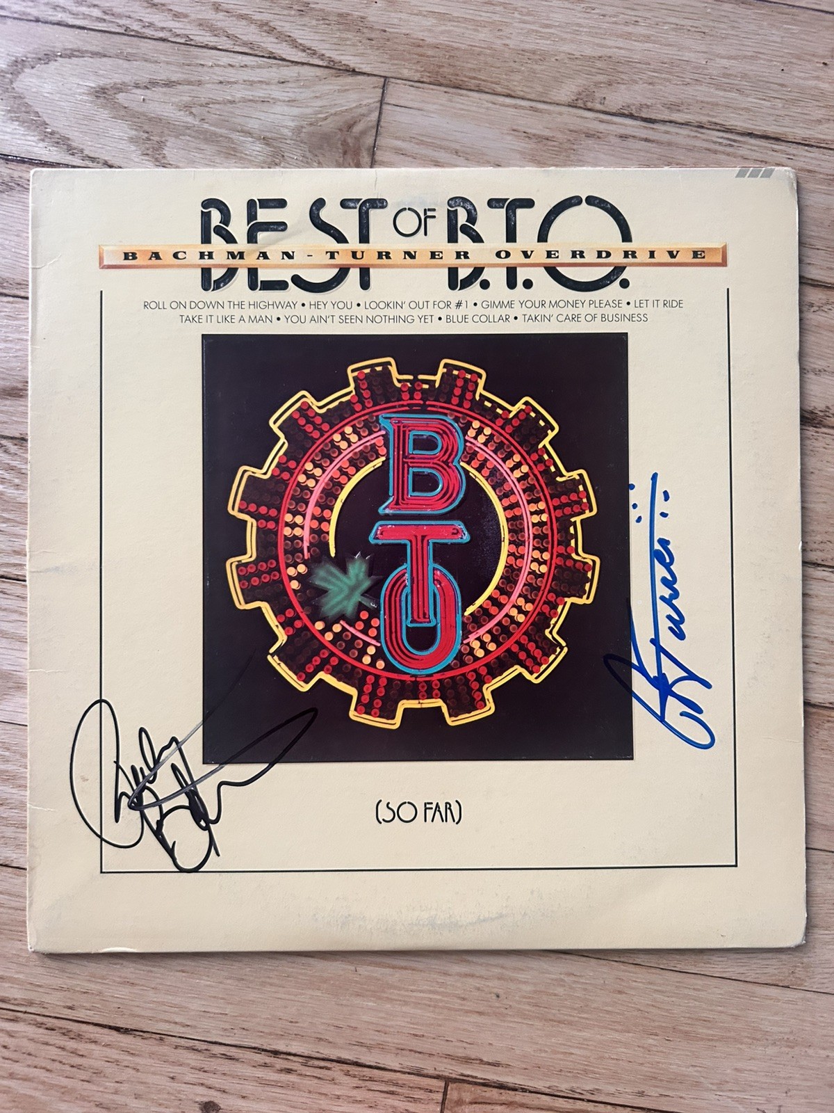 Randy Bachman and C.F. Turner Overdrive Signed Autographed best of BTO Record