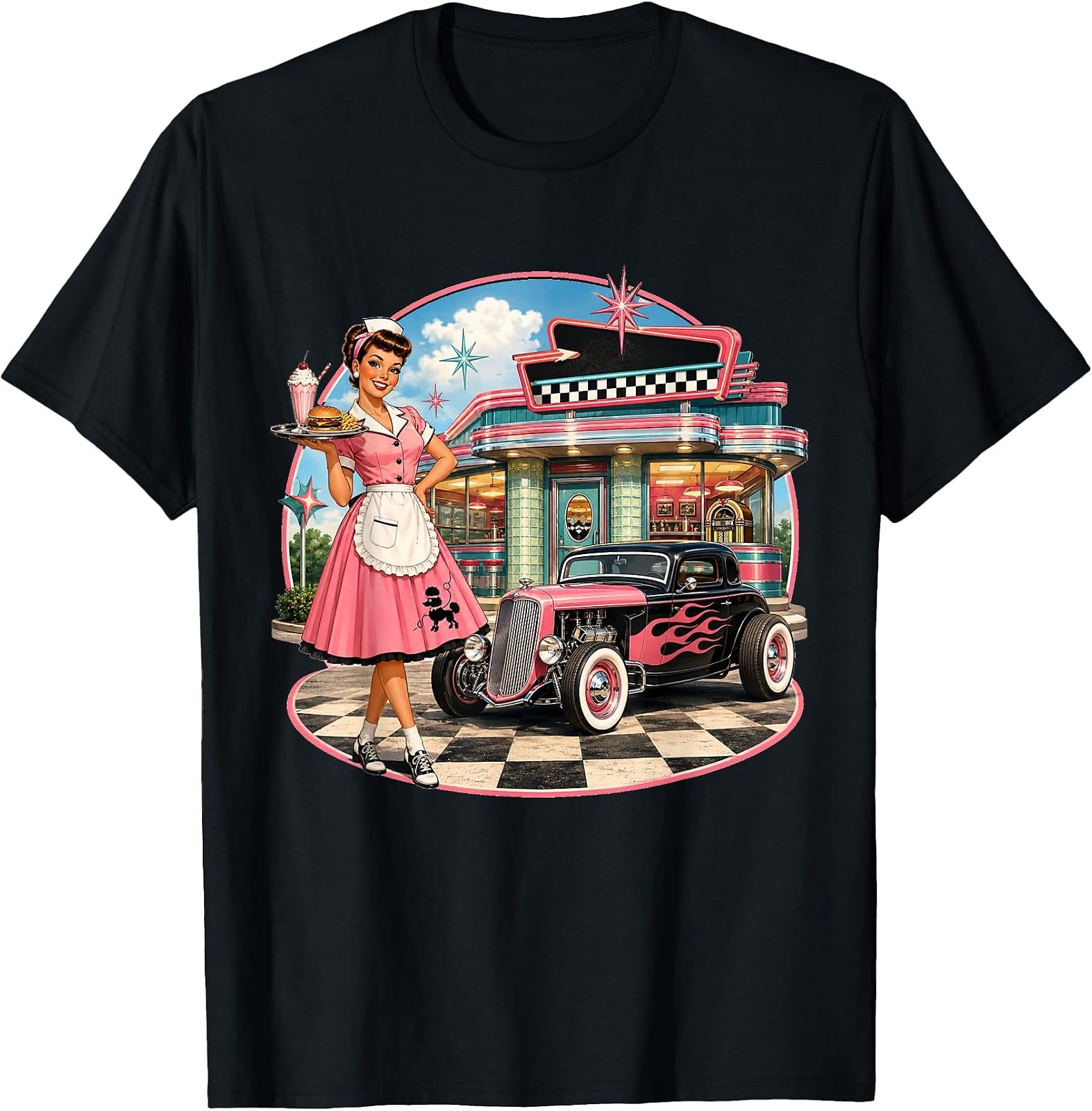 1950s Vintage Retro Diner Inspired Americana T-Shirt
