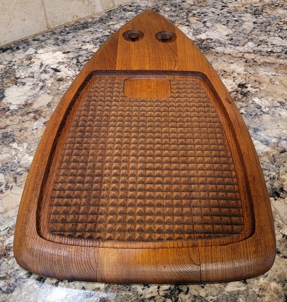 Vintage Danish Digsmed Teak Wood Cheese/Meat Cutting Board & Meat Tenderizer Vintage Danish Digsmed Teak Wood Cheese/Meat Cutting Board & Meat Tenderizer