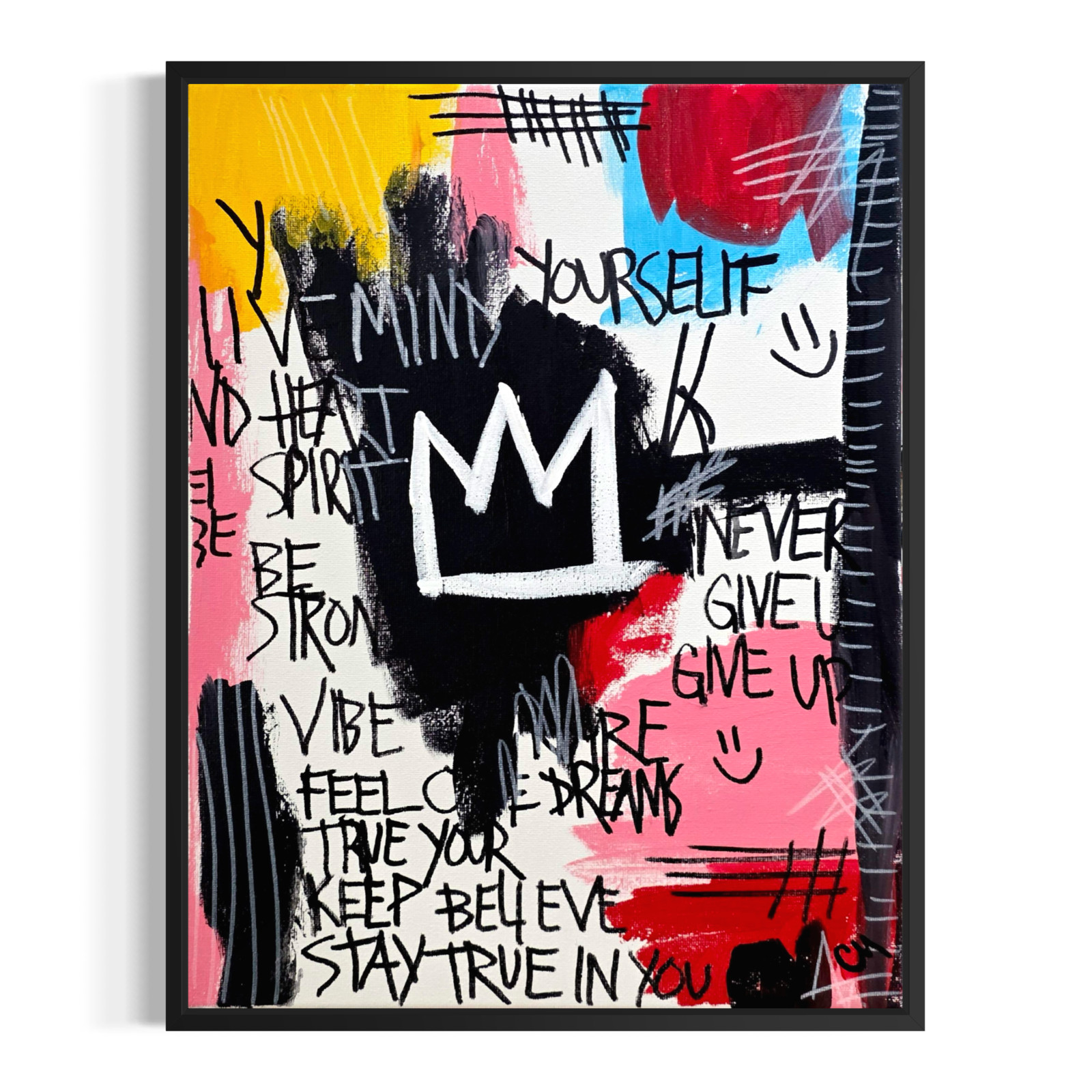 Original Abstract 11x14 Acrylic Canvas Graffiti Painting Signed Bold Wall Art