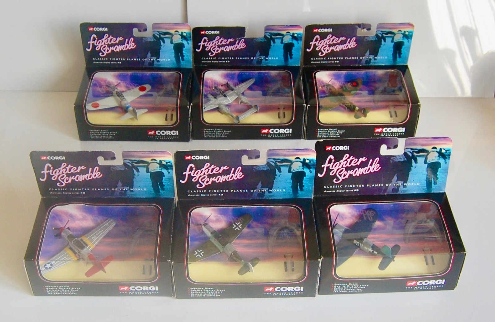 Job Lot x6 Corgi Fighter Scramble Set. Mint WWII Model Warplane Collection.