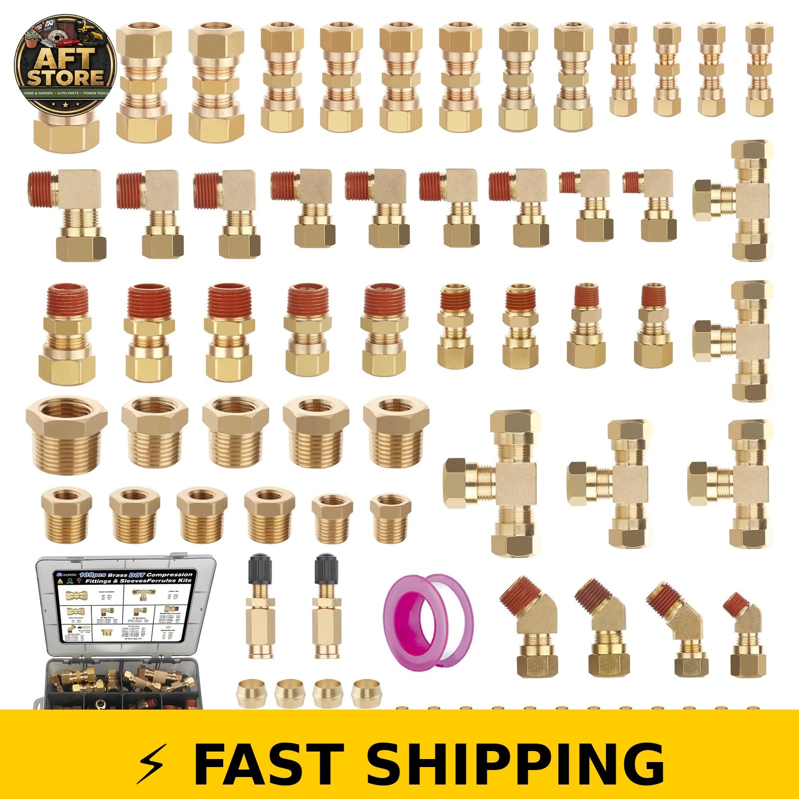 Ailbiuko 109Pcs DOT Air Brake Line Compression Fittings Kit