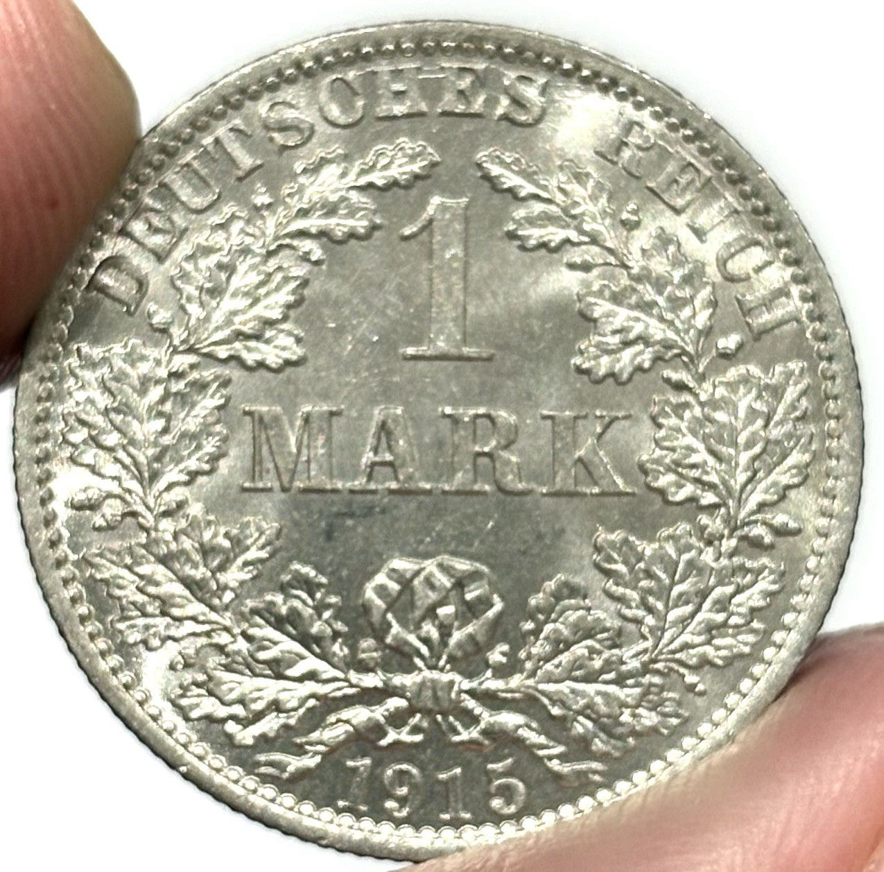 1915-A Germany Silver 1 Mark Empire Coin Uncirculated+ 1915-A Germany Silver 1 Mark Empire Coin Uncirculated+