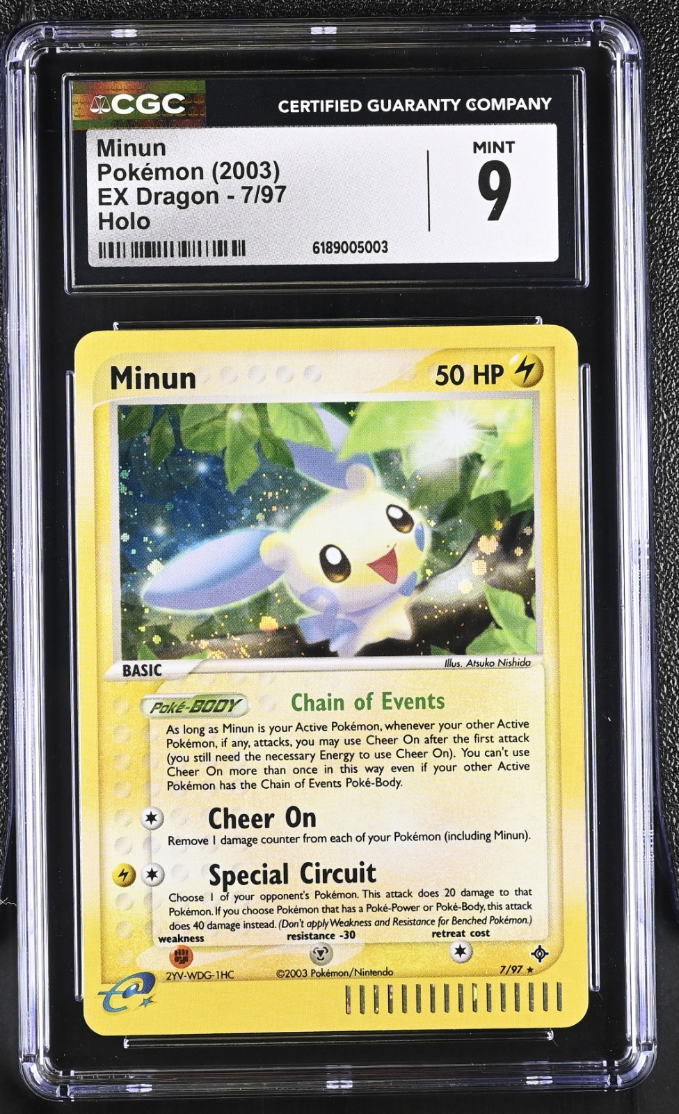 CGC 9 MINT Minun 7/97 EX Dragon Holo Pokemon Card POP 32 CGC 9 MINT Minun 7/97 EX Dragon Holo Pokemon Card POP 32