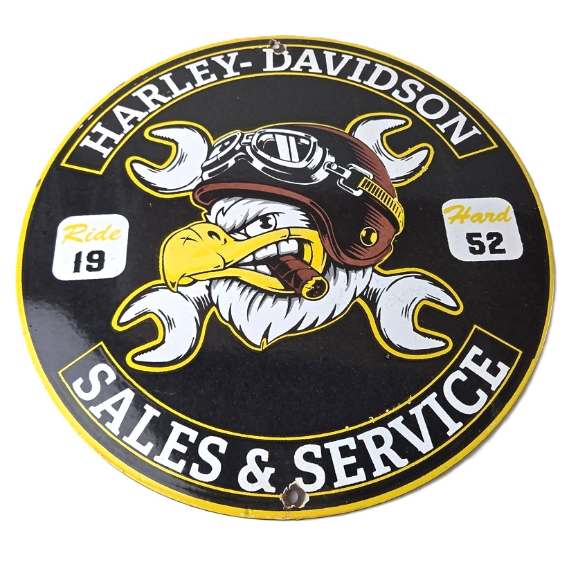 Vintage Harley-Davidson Sign - Motorcycle Advertising Gas Pump Porcelain Sign