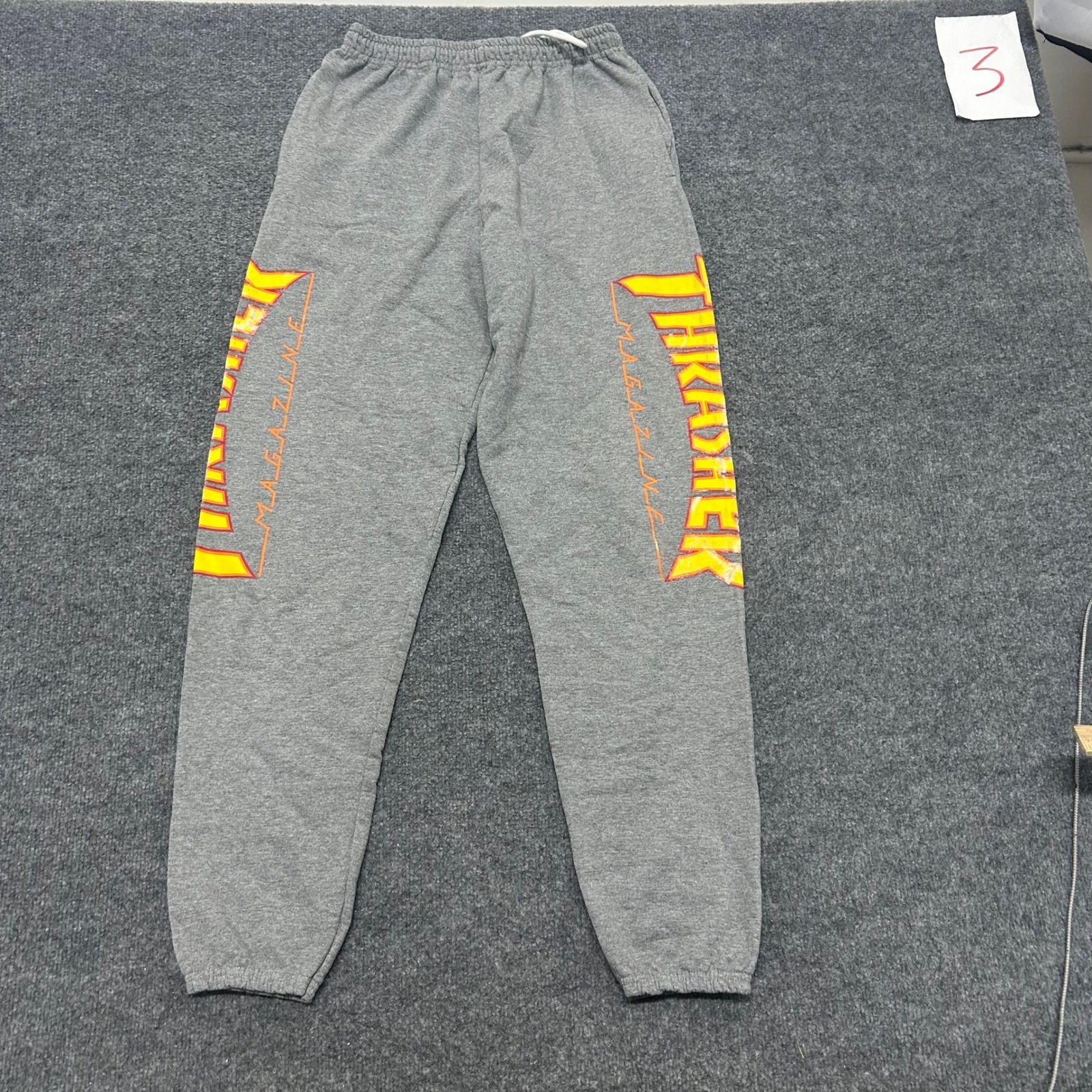 Thrasher Sweatpants Mens Size S Gray Flame Logo Graphic Skate Casual Joggers