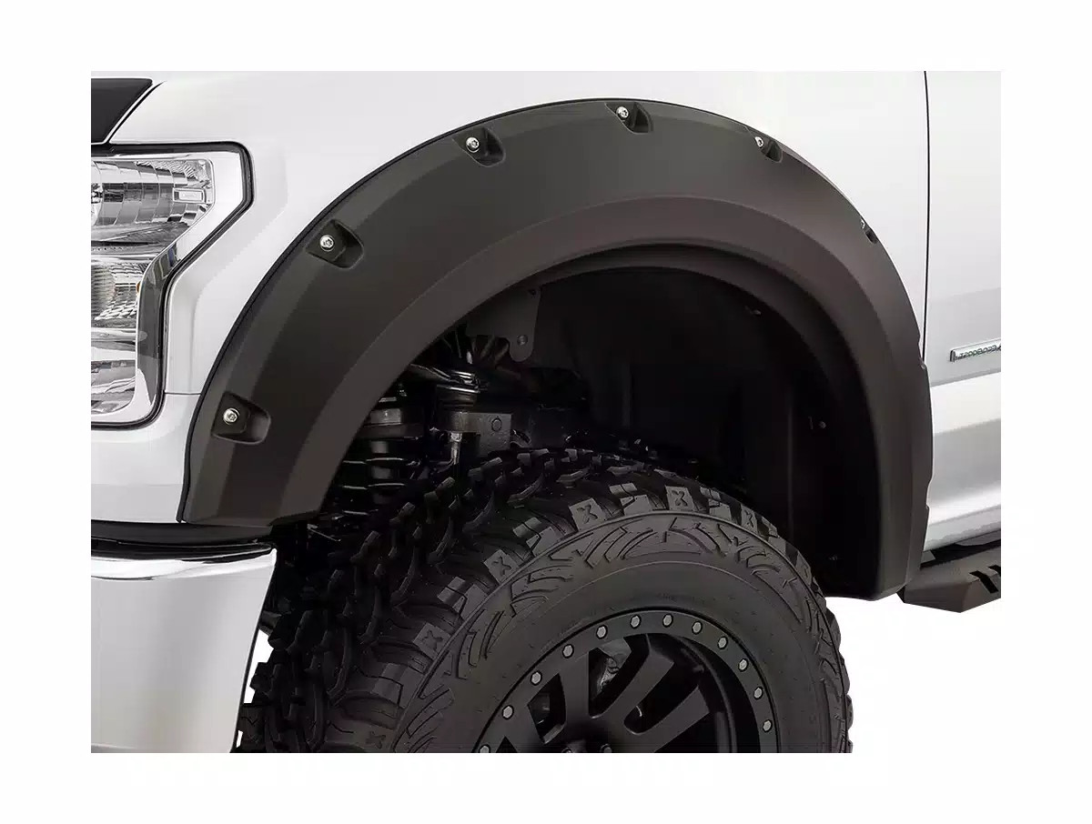 RealTruck Bushwacker Max Coverage Pocket Style Fender Flares Black Front 2 Pc