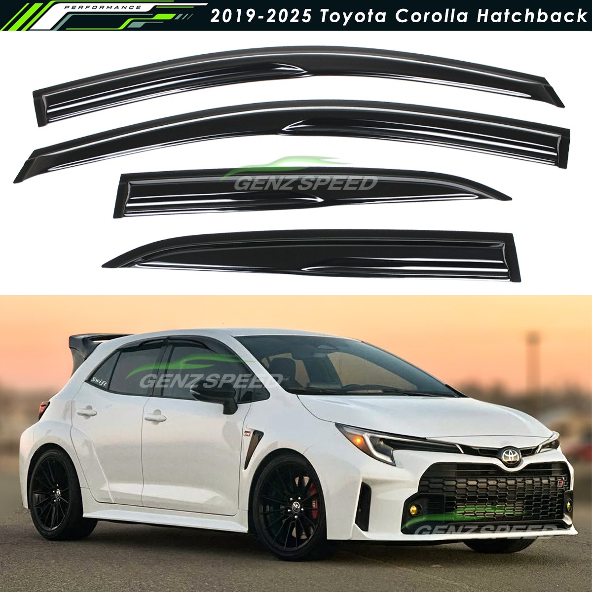 For 2019-2026 Toyota Corolla Hatchback JDM Mugen Style Window Visors Rain Guards For 2019-2026 Toyota Corolla Hatchback JDM Mugen Style Window Visors Rain Guards