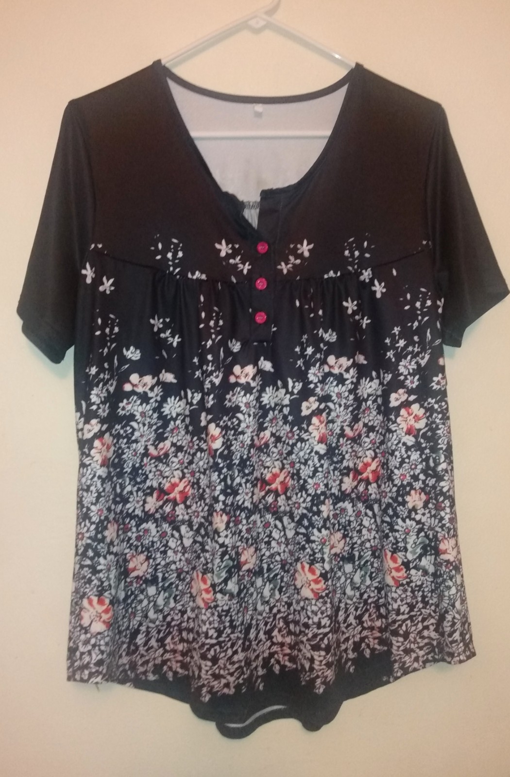 Lot of 3 Floral Blouses Size 2X in Blue, White and Black with Different Patterns