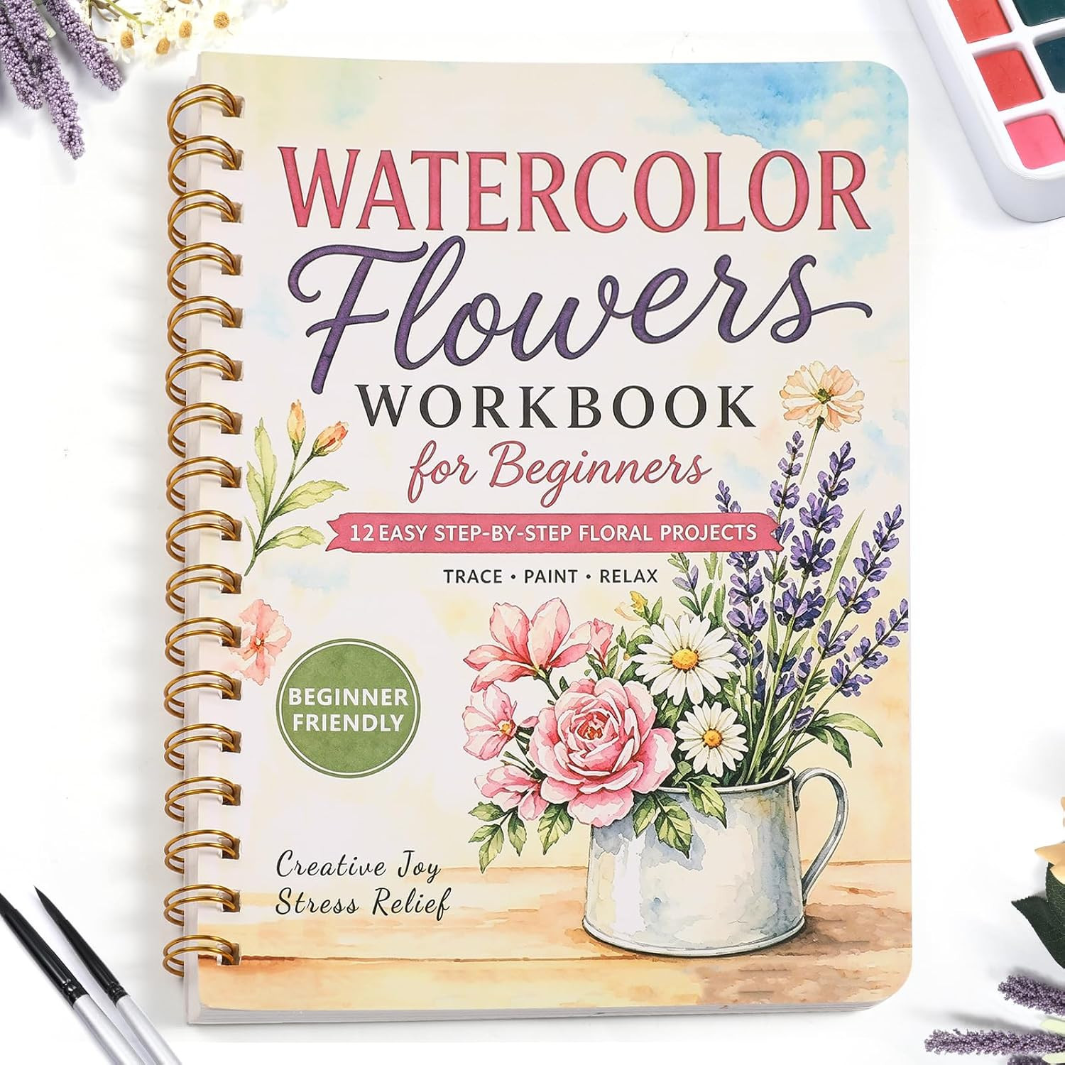 Watercolor Workbook for Beginners, 12 Guided Flower Painting Projects