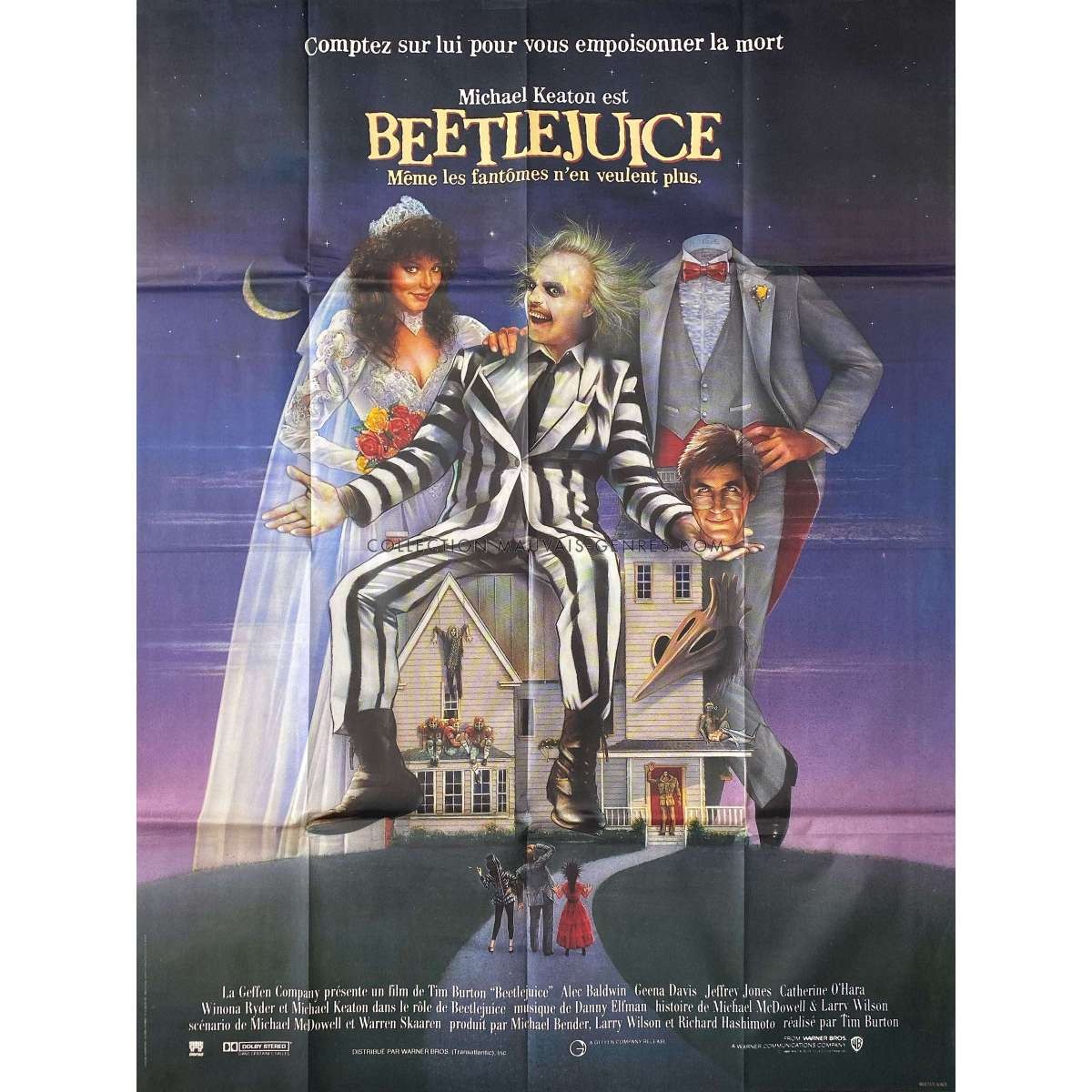 BEETLEJUICE Original Movie Poster  - 47x63 in. - 1988 - Michael Keaton, Tim Burt