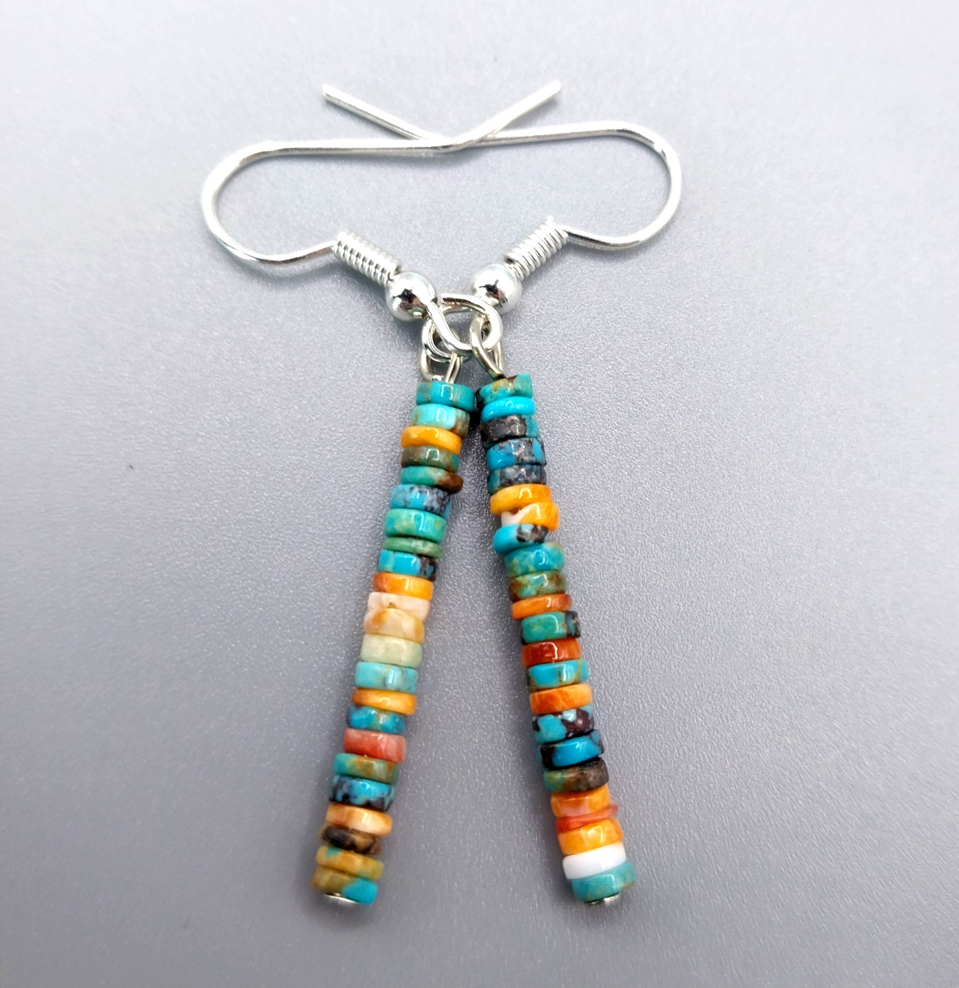 Navajo Turquoise Spiny Oyster Spire Earrings, Valarie Johnson EB61