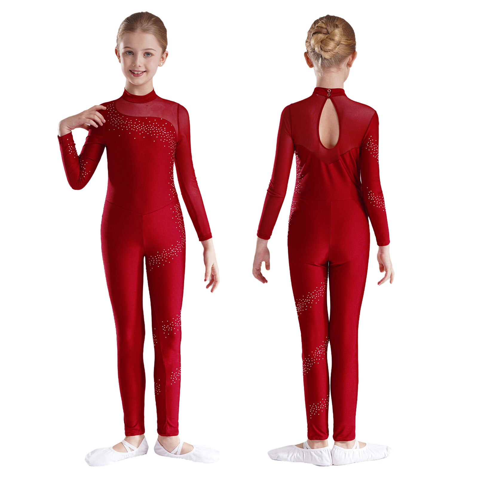 US Girls One Piece Full Body Gymnastic Leotard Bodysuit Unitard Skating Jumpsuit