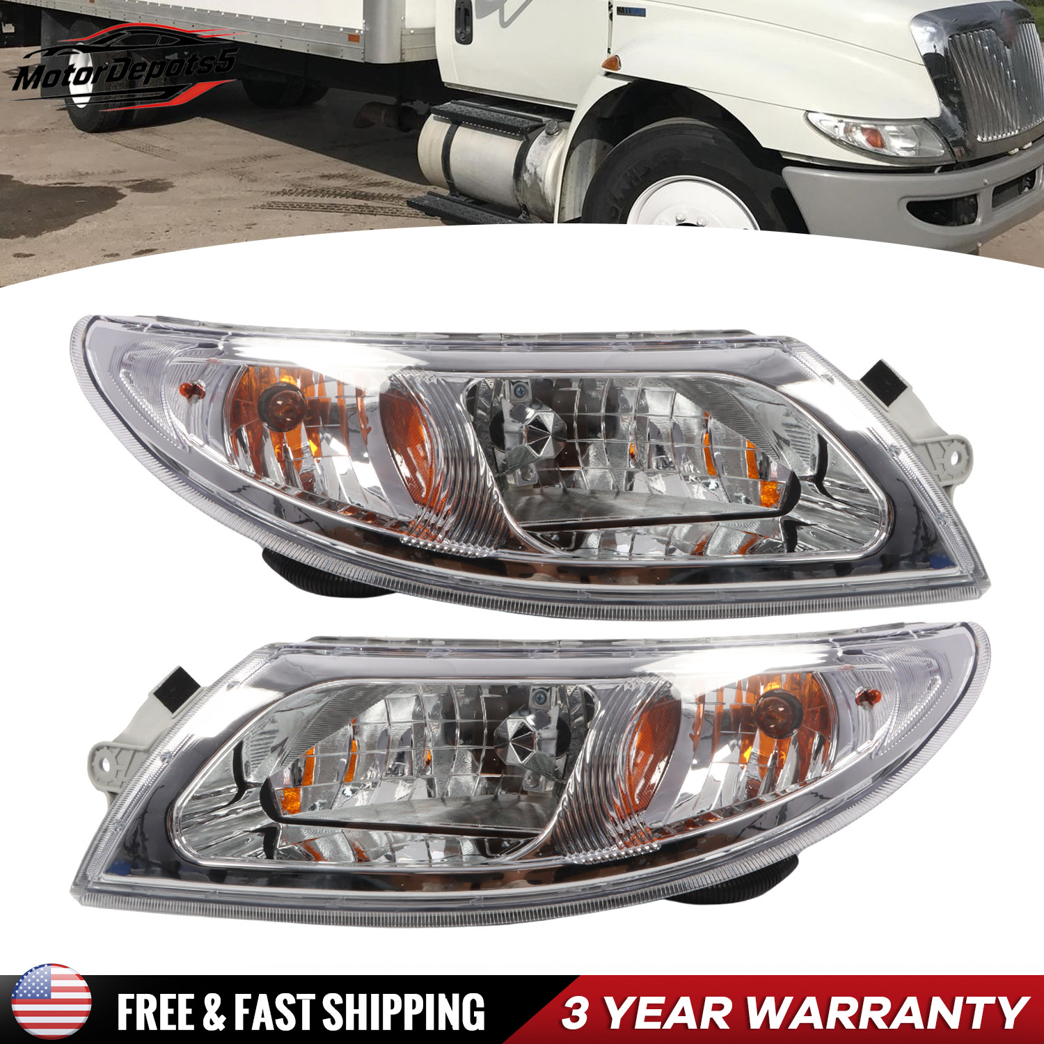 LH RH Headlight Pair For 2002-19 International 4100 4200 4300 4400 8500 8600