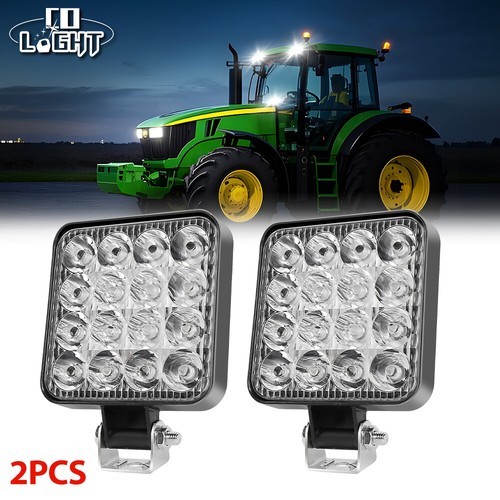 2PCS LED Work Light Pod Truck Offroad Tractor Excavator Flood Lamp 12 24V Square