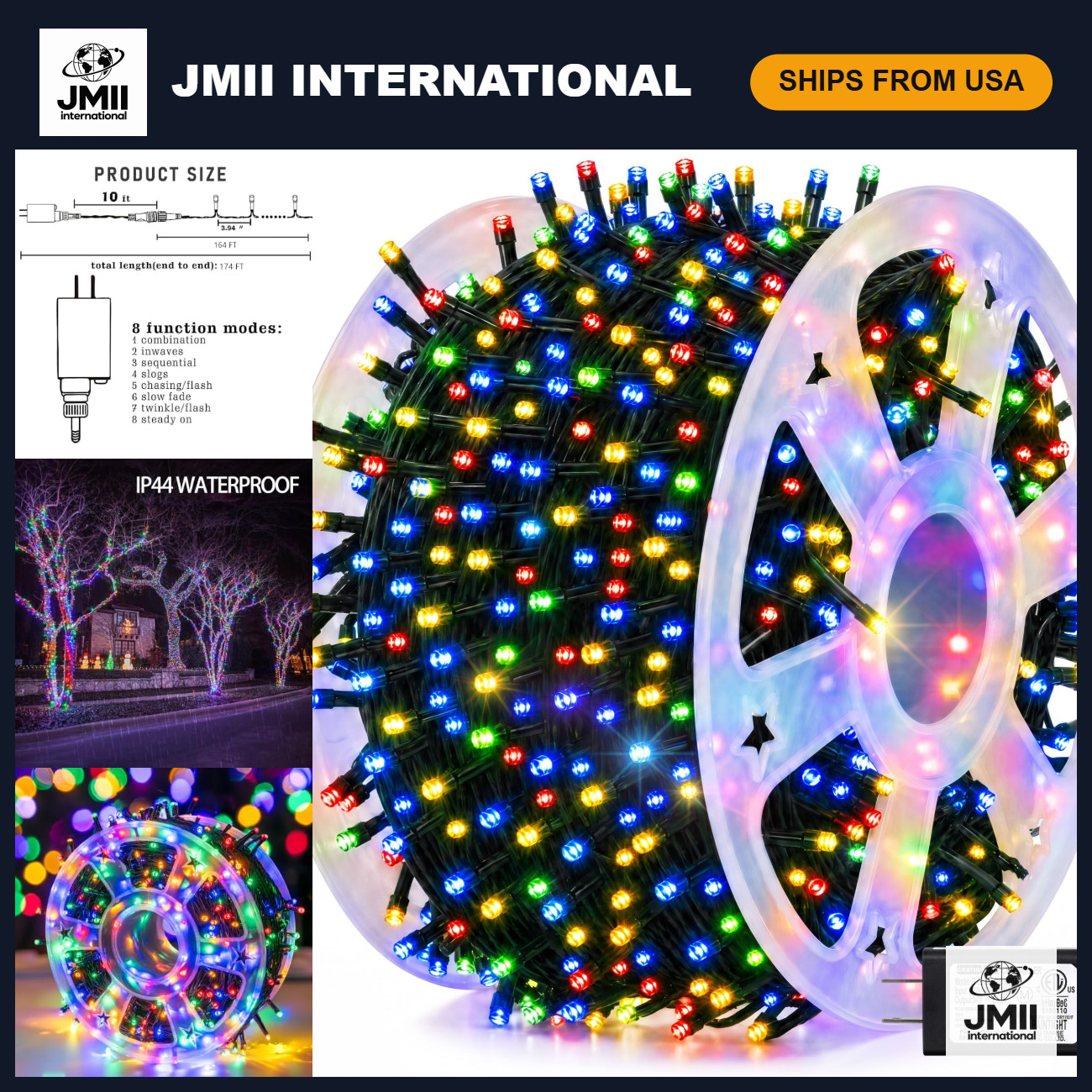 500 LED Christmas String Lights 164FT, Waterproof Green Wire, 8 Modes, Multi-Col