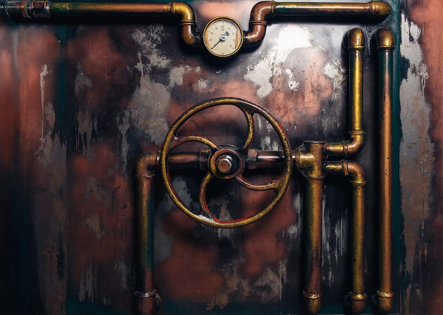 7X5Ft Fabric Retro Rusty Steampunk Photography Backdrop Industrial Old Metal Ste