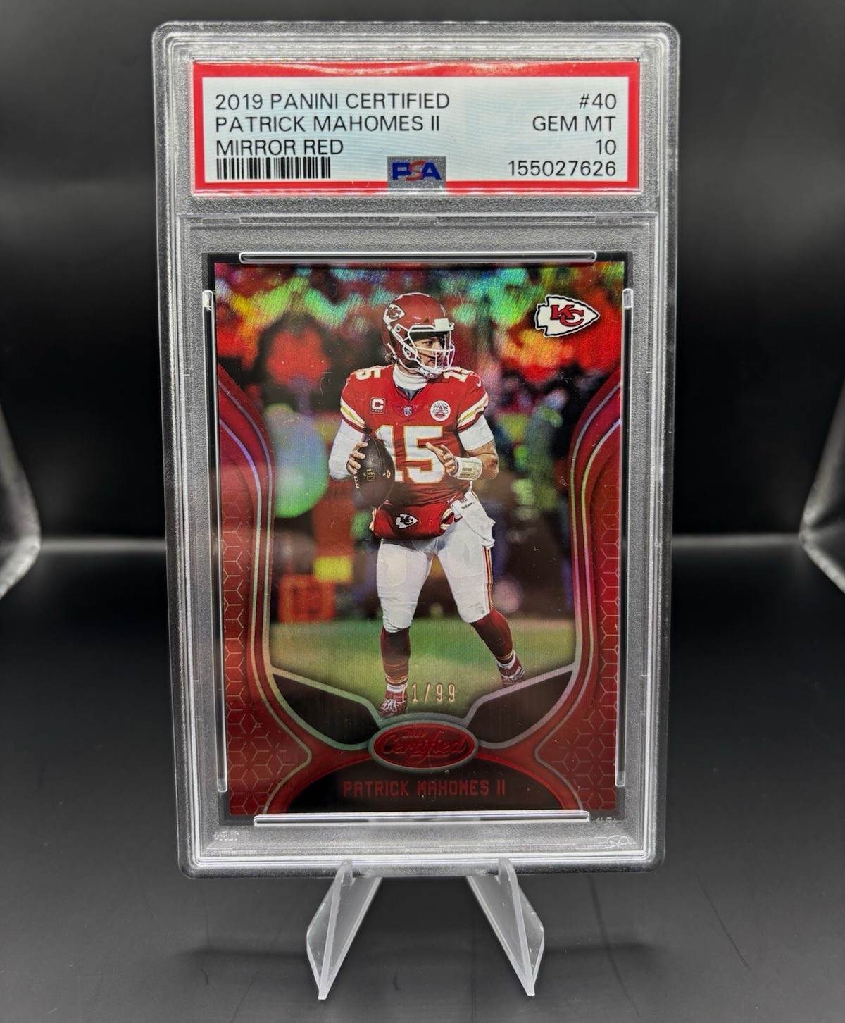 Panini 2019 Certified Patrick Mahomes II #40 Mirror Red /99 PSA 10 Panini 2019 Certified Patrick Mahomes II #40 Mirror Red /99 PSA 10