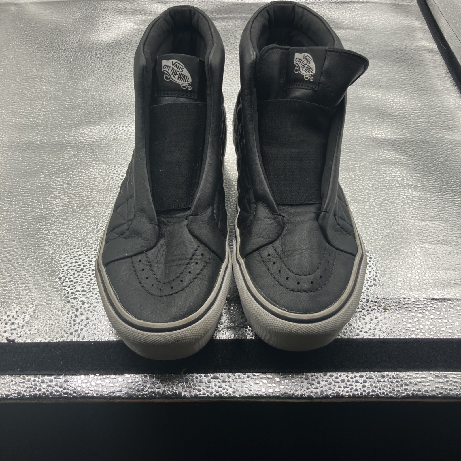 Vans X Karl Lagerfeld Black Quilted Leather Classic Slip-On SK8-Hi Sneakers New