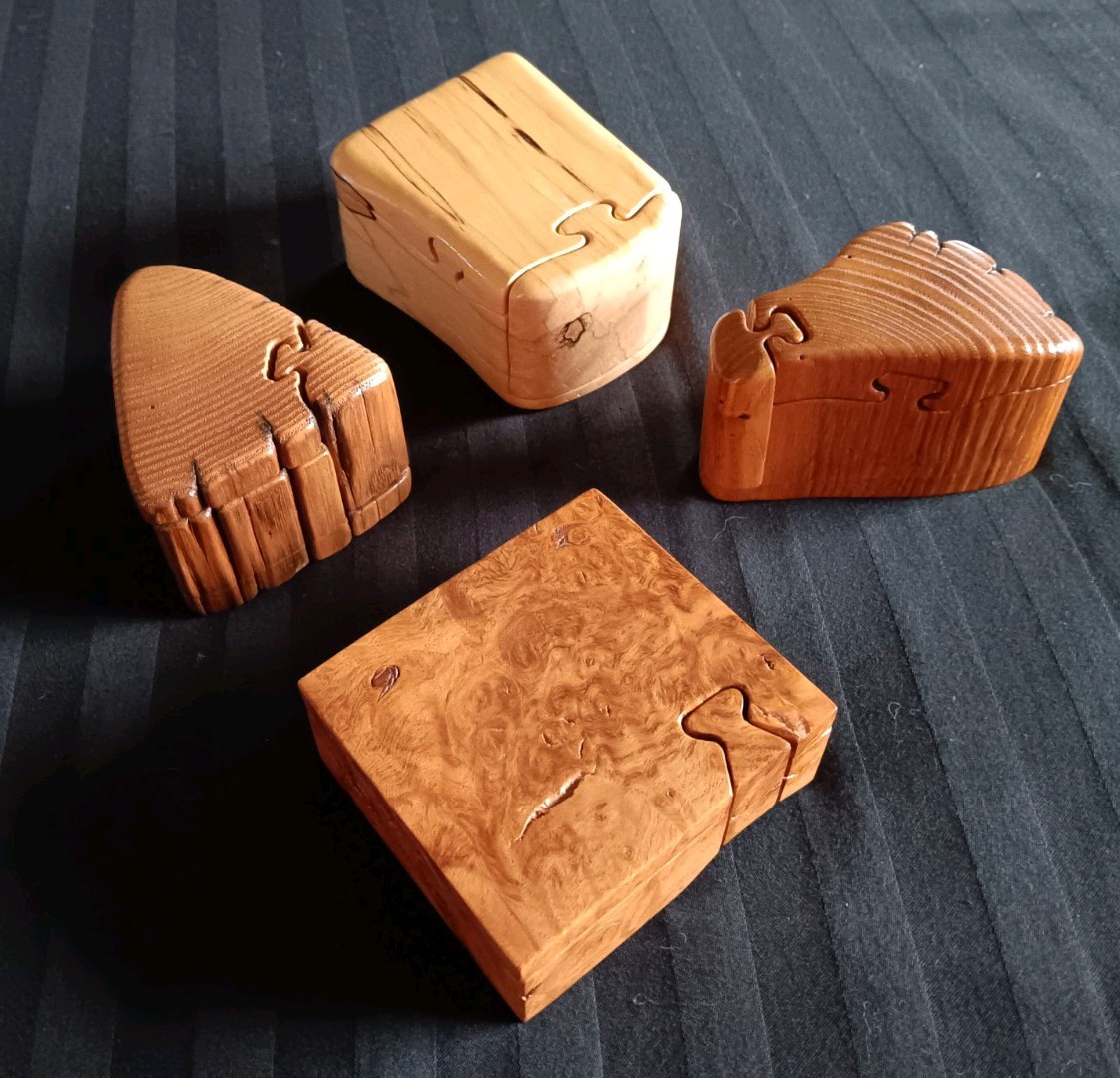 Vintage Signed Wooden Puzzle Box Collection