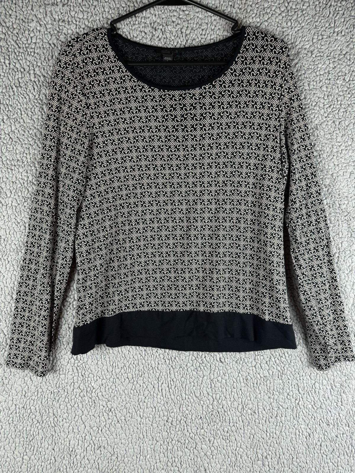 J.Jill Wearever Collection Tunic Top Size Small P Black Geo Print Layered
