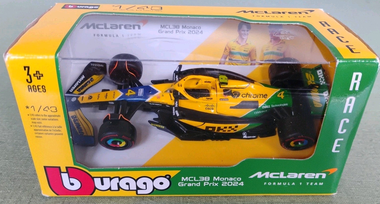 Burago McLaren MCL38 Monaco Grand Prix 2024 1/43 Formula 1 Team