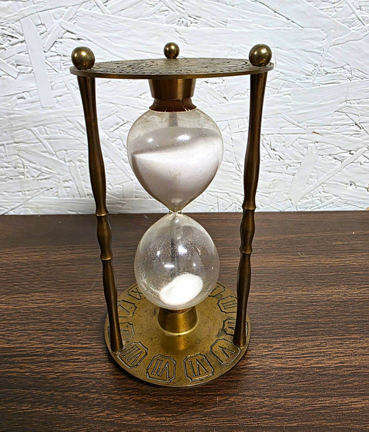  Vintage Brass & Glass Decorative Hourglass Sand Timer