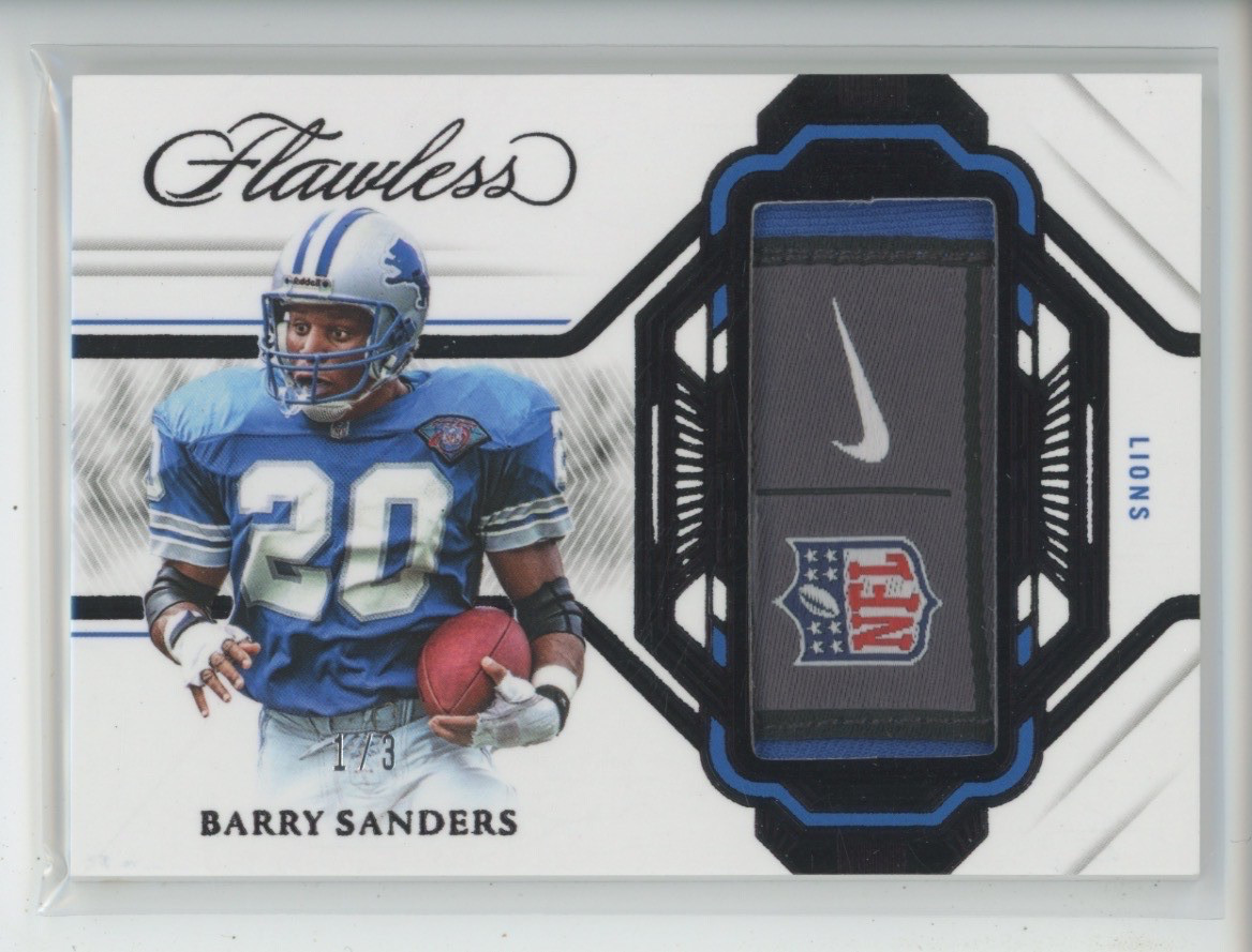 BARRY SANDERS NFL SHIELD NIKE LOGO PATCH JERSEY /3 2023 FLAWLESS LAUNDRY TAG 1/1
