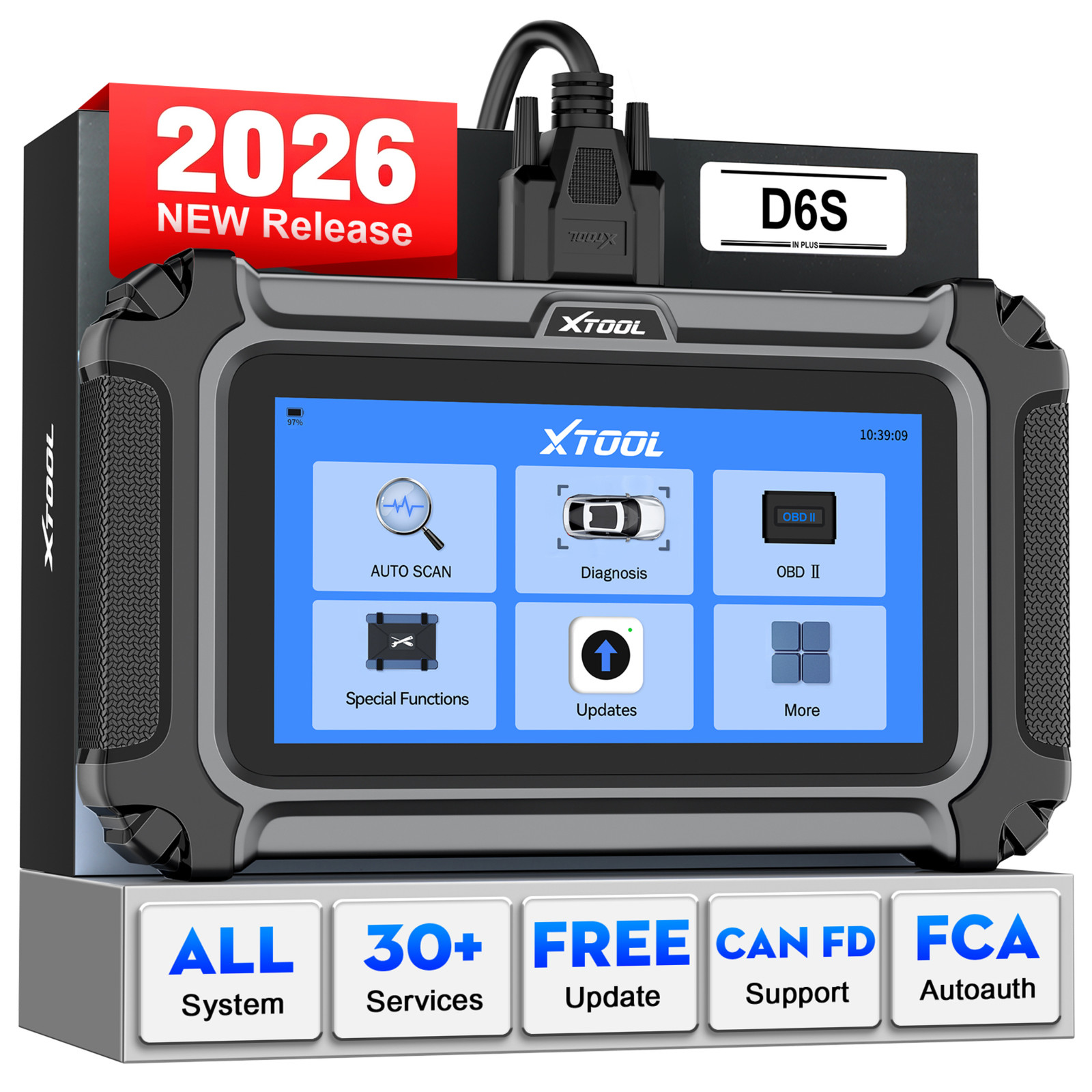 2026 XTOOL D6S Auto Car Diagnostic Tool Full System OBD2 Scanner Code Reader FCA