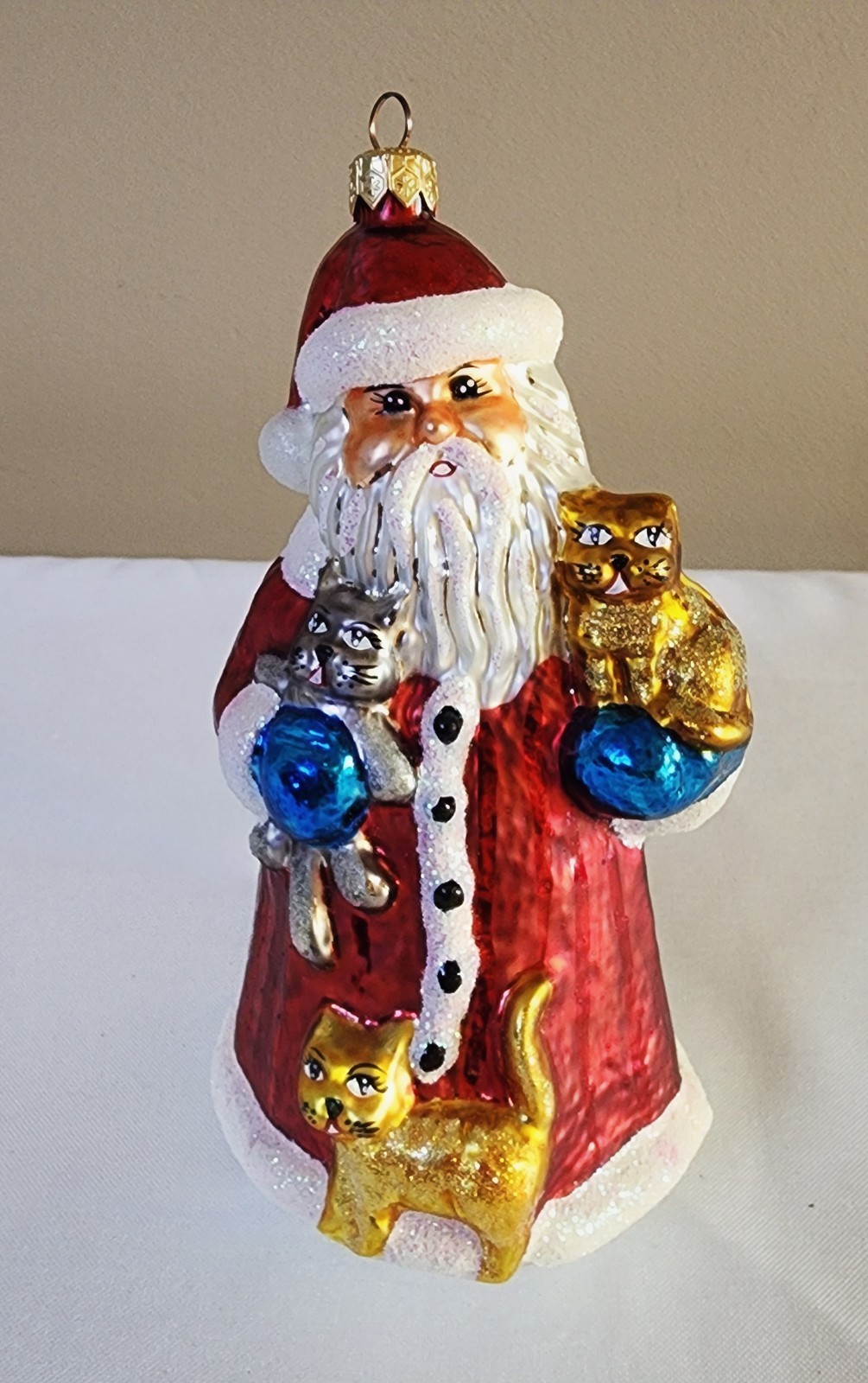 Vintage RADKO 1998 Large Santa CATS AND CLAUS Blown Glass Christmas Ornament Vintage RADKO 1998 Large Santa CATS AND CLAUS Blown Glass Christmas Ornament