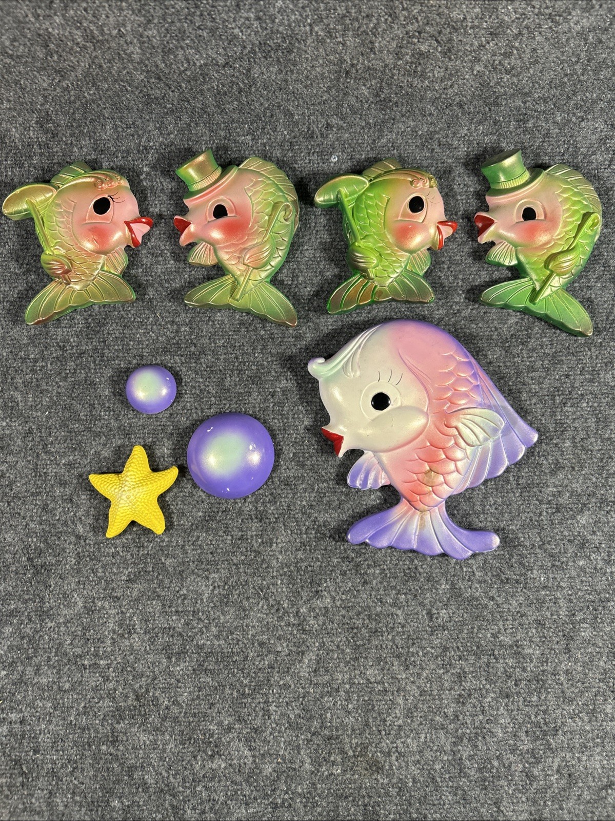 VTG 1969 2 PAIR MR & MRS FISH & MORE MILLER STUDIO WALL HANG ART DECOR CHALKWARE VTG 1969 2 PAIR MR & MRS FISH & MORE MILLER STUDIO WALL HANG ART DECOR CHALKWARE