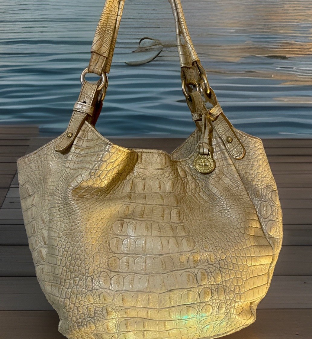 Brahmin Alligator Embossed Jacqueline Leather Hobo Bag Purse