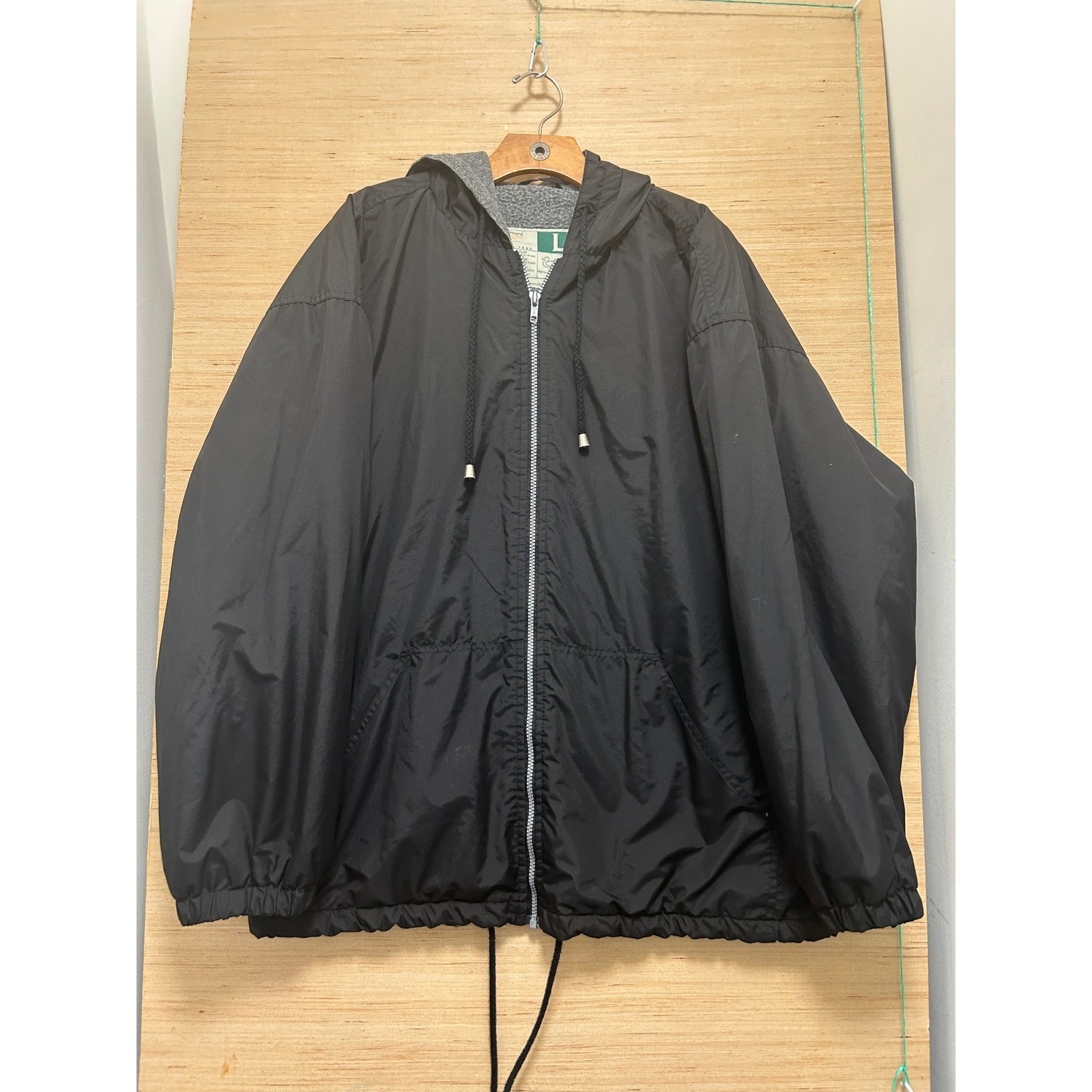 WearGuard Mens Black Fleece Lined Hooded Windbreaker Jacket Style 1492 Large