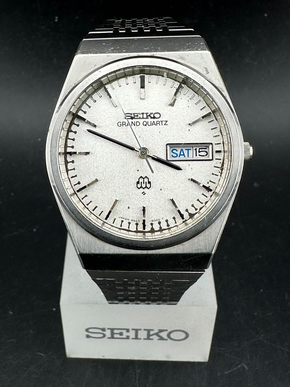 1978 Seiko Grand Quartz Men\'s Silver Day Date Eng/Kanji Quartz 35mm 9943-8000