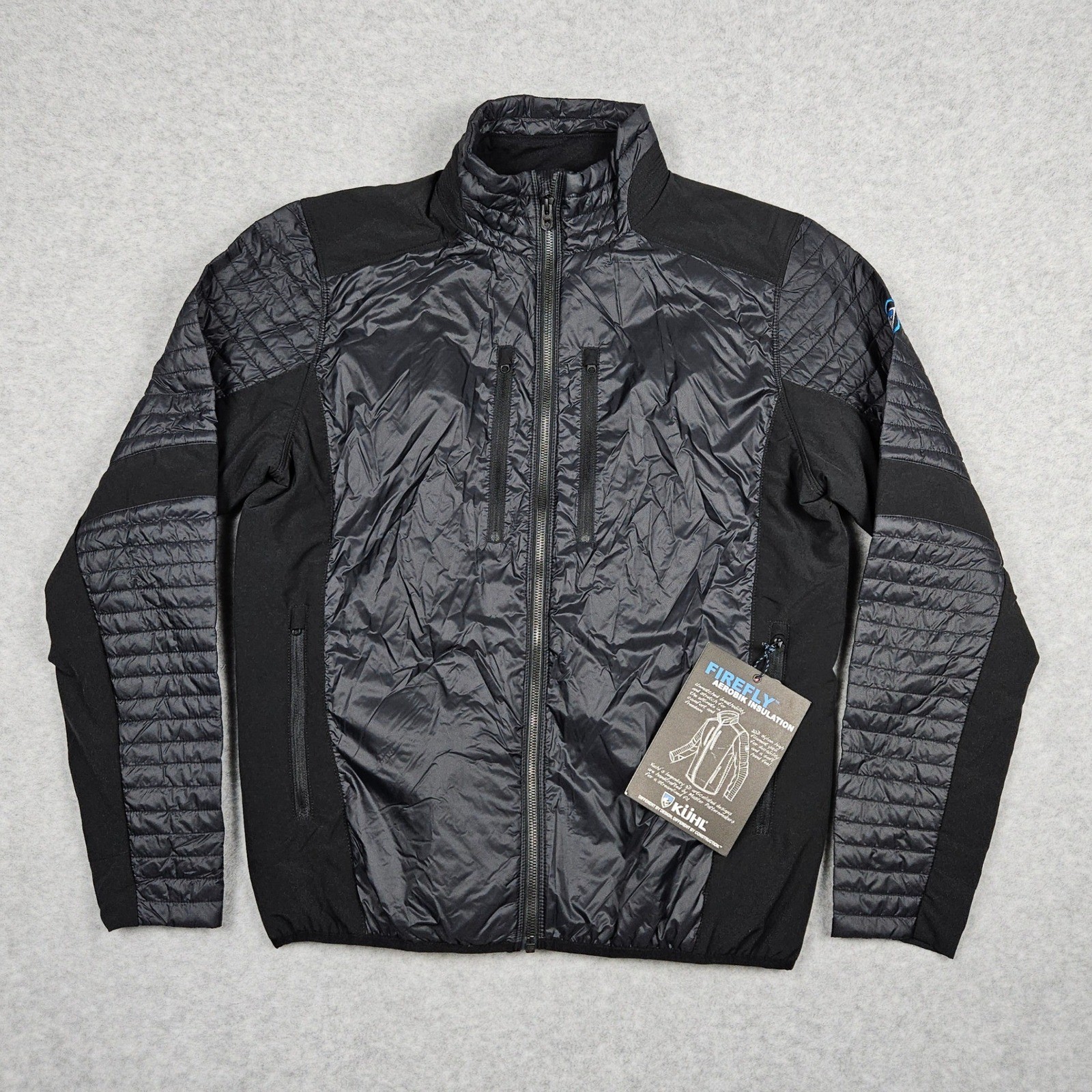 Kuhl Men Medium Projekt Firefly Black Jacket Primaloft Gold Insulated Puffer Zip