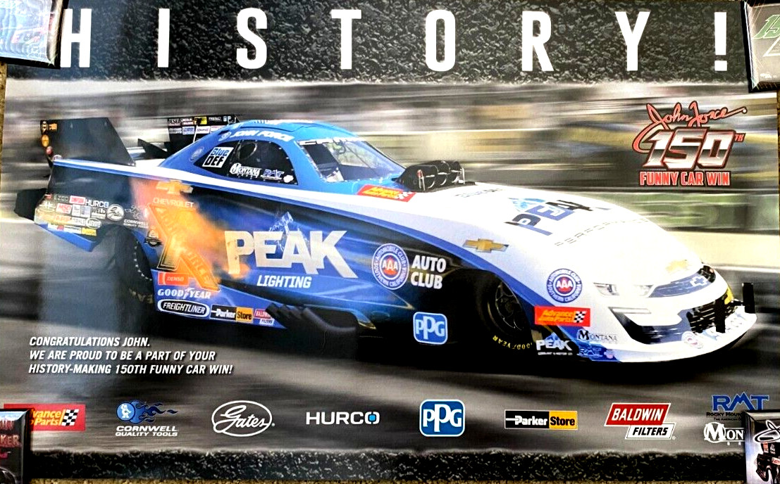 JOHN FORCE 2019 NHRA 150 WINS DOUBLE SIDED DRAG RACING POSTER JOHN FORCE 2019 NHRA 150 WINS DOUBLE SIDED DRAG RACING POSTER