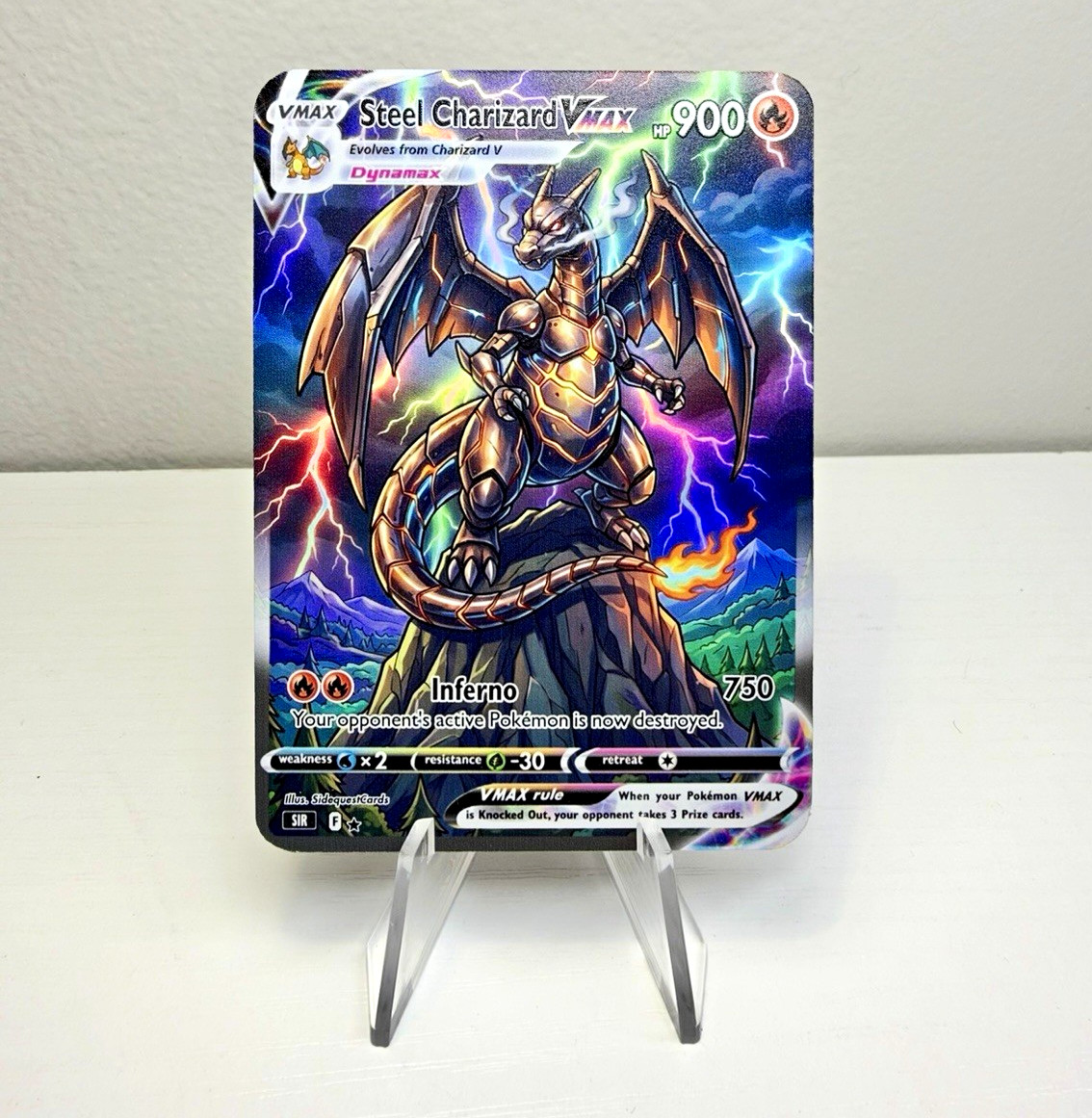 Pokémon TCG Steel Charizard VMAX *Fan Art* Full Art Holo Pokémon TCG Steel Charizard VMAX *Fan Art* Full Art Holo